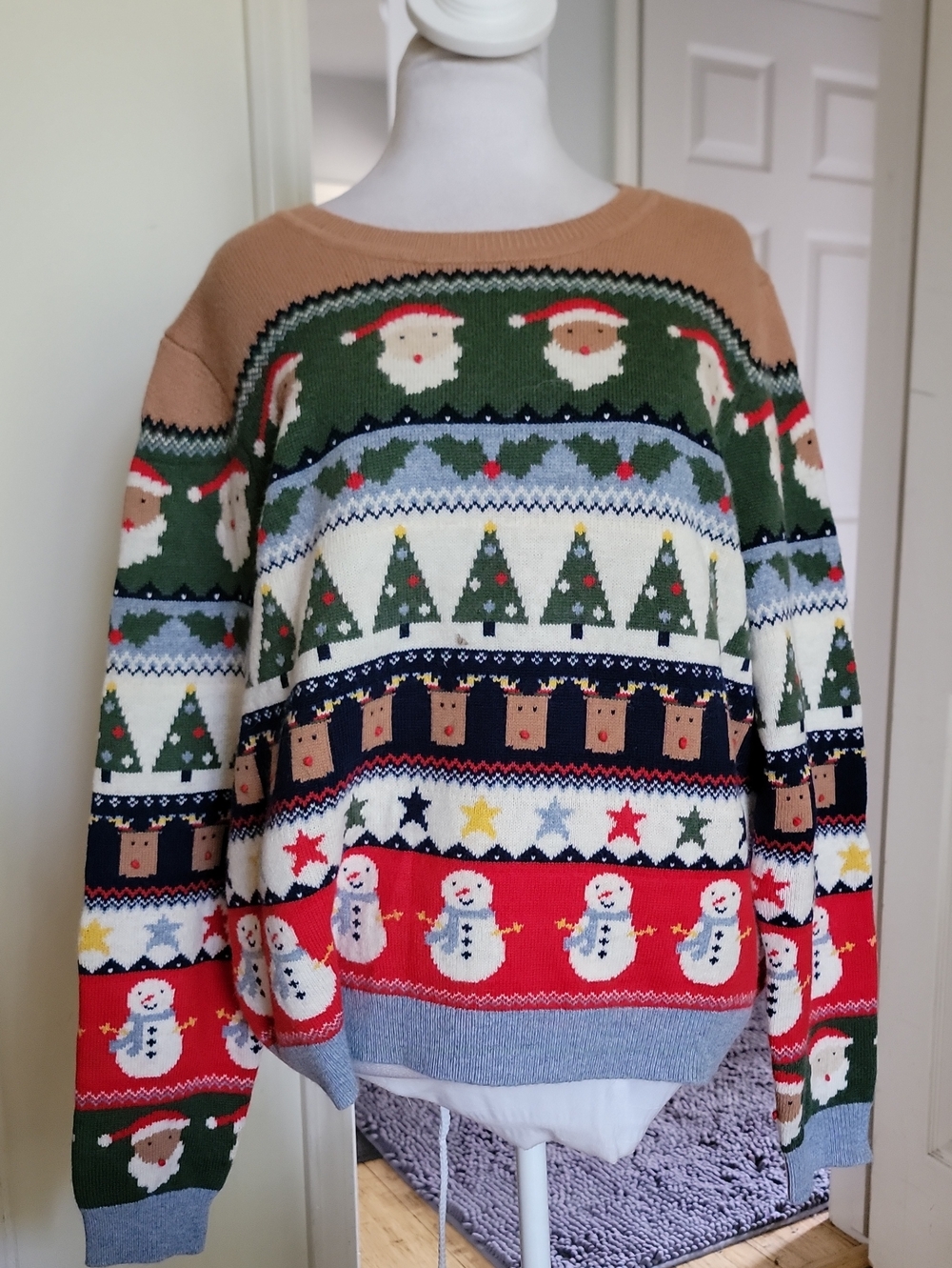 Festive Christmas Pattern Sweater - Multicolor